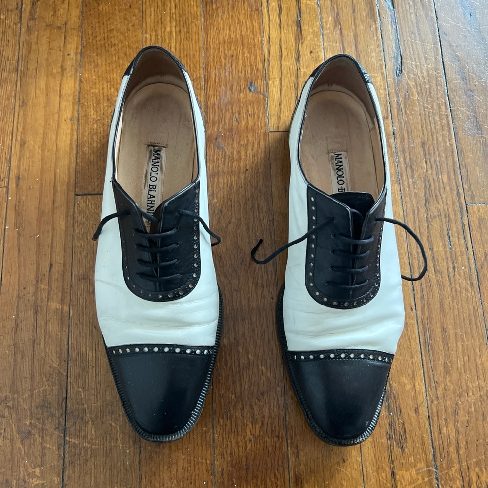 Manolo Blahnik Black and White Oxfords